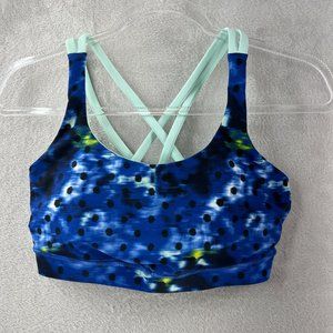 Lululemon Energy Bra Womens 10 Blue Windy Blooms Polka Dot Pattern
